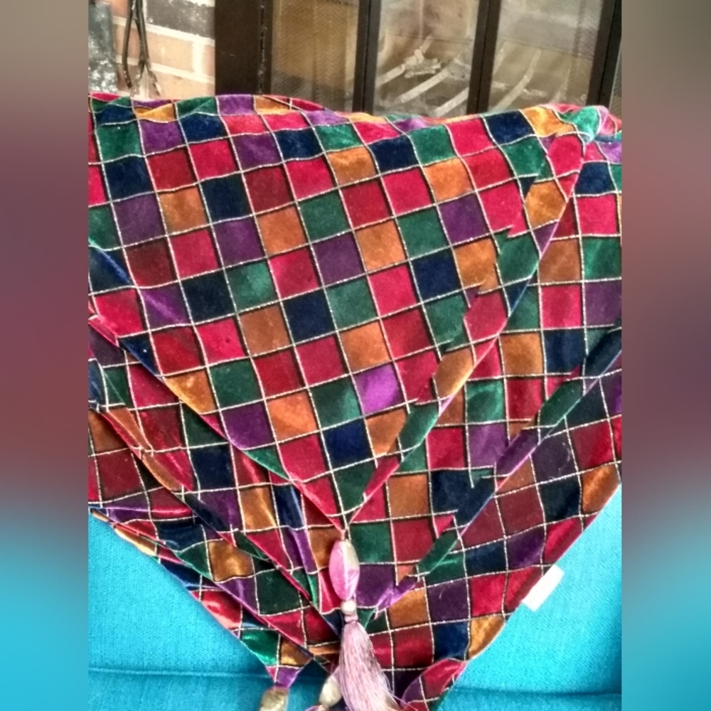 Pier 1 Velvet " RARE" HTF diamond jewel tone throw